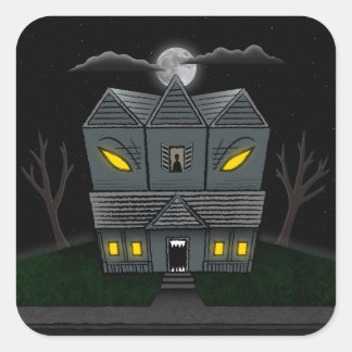 Haunted Monster House Vierkante Sticker