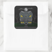 Haunted Monster House Vierkante Sticker (Tas)