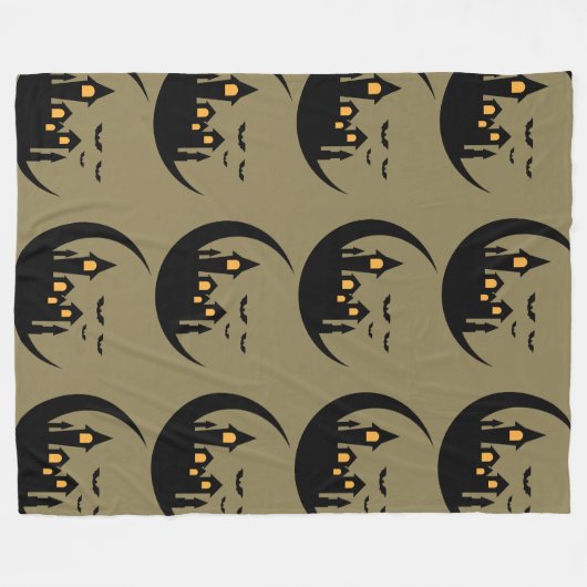 Haunted Moon Castle Pattern Fleece Deken (Voorkant (Horizontaal))