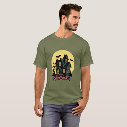 Haunted Moonlight Halloween T-Shirt (Voorkant volledig)