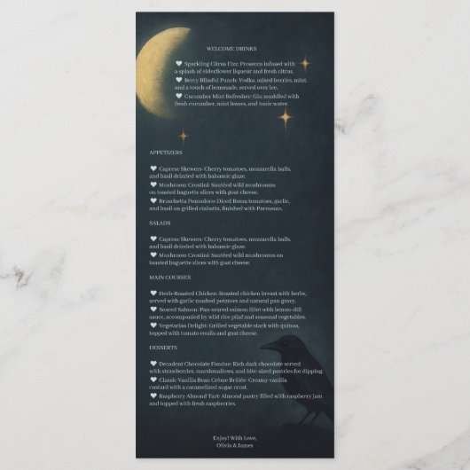 Haunted Moonlight Wedding Zombie Menu (Achterkant)