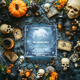 Haunted Moonlit Halloween Party - Pumpkins en vlee Kaart