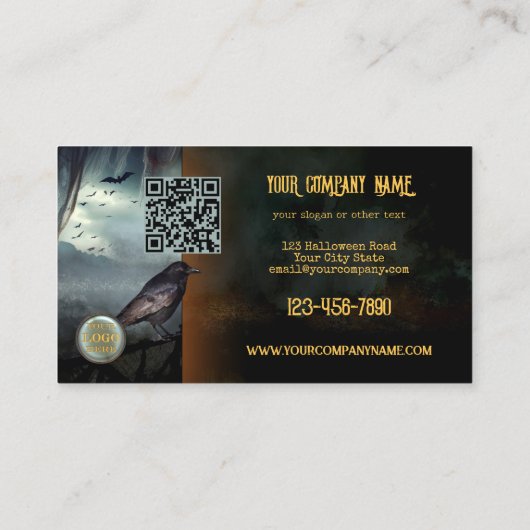 Haunted Night Castle Halloween Visitekaartje (Achterkant)