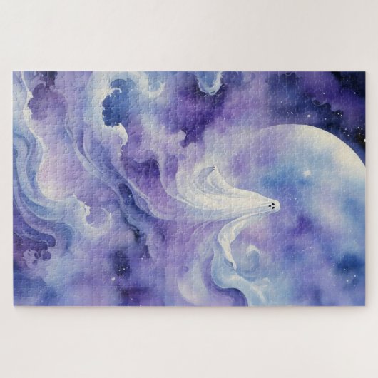 Haunted Night - Ghostly Spirit in de sterren Legpuzzel (Horizontaal)