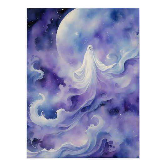 Haunted Night - Ghostly Spirit in de sterren Perfect Poster (Voorkant)