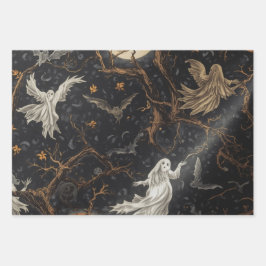 Haunted Night Halloween patroon met geesten Inpakpapier Vel