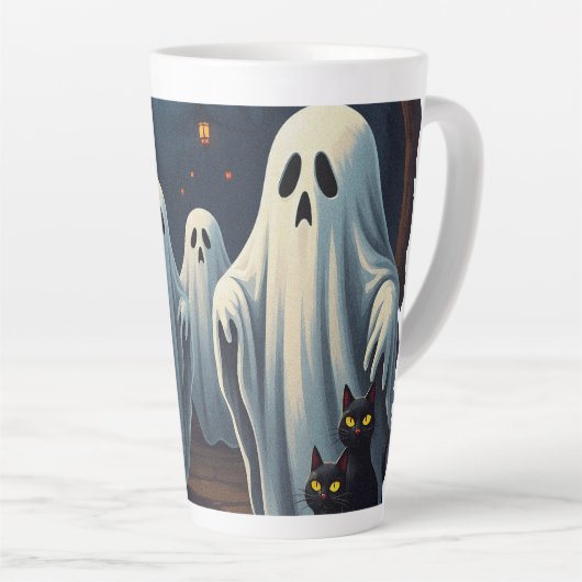 Haunted Night Illustration Latte Mok (Rechterhoek)