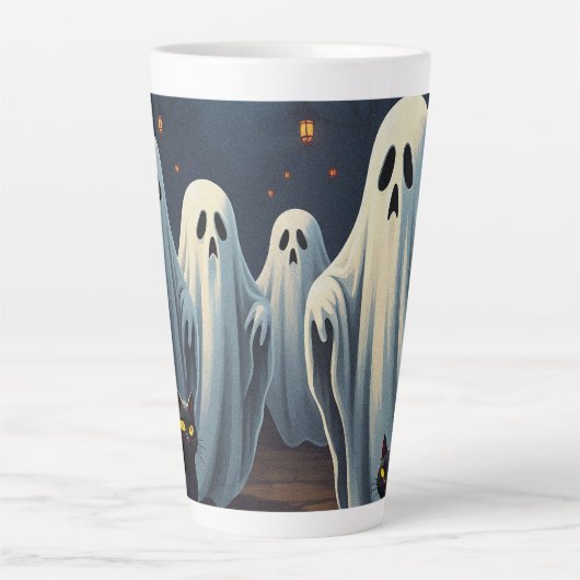 Haunted Night Illustration Latte Mok (Voorkant)