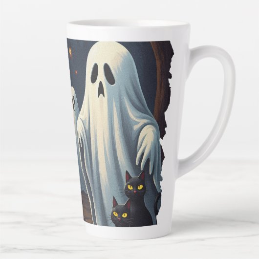 Haunted Night Illustration Latte Mok (Rechts)