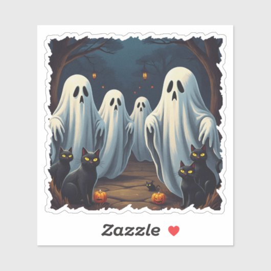 Haunted Night Illustration Sticker (Vel)