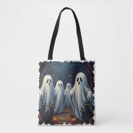 Haunted Night Illustration Tote Bag