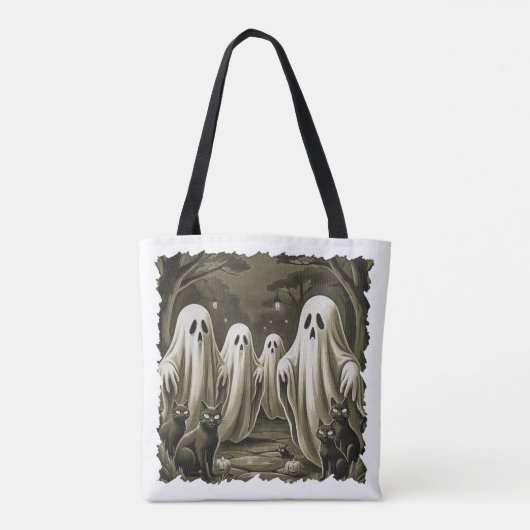 Haunted Night Illustration Tote Bag (Achterkant)
