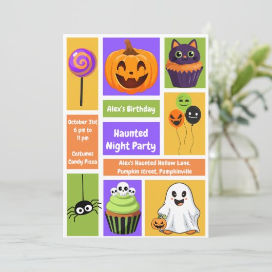 Haunted Night Party Verjaardag - Halloween nacht Kaart (Staand voorkant)