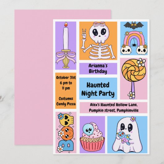 Haunted Night Party Verjaardag - Halloween nacht Kaart (Voorkant / Achterkant)