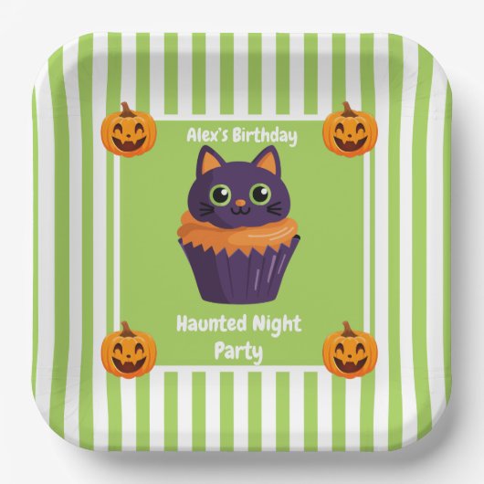 Haunted Night Party Verjaardag - Halloween nacht Papieren Bordje (Voorkant)