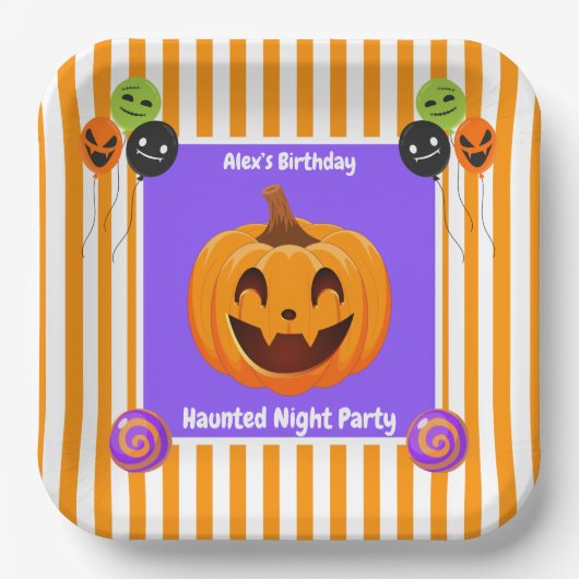 Haunted Night Party Verjaardag - Halloween nacht Papieren Bordje (Voorkant)