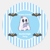 Haunted Night Party Verjaardag - Halloween nacht Ronde Sticker (Voorkant)