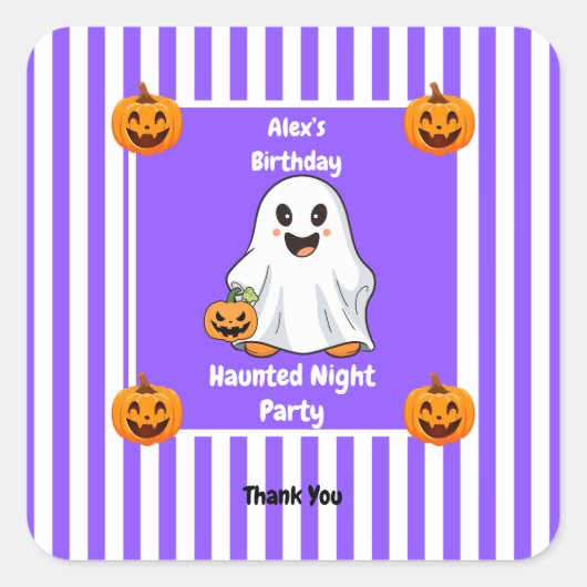 Haunted Night Party Verjaardag - Halloween nacht Vierkante Sticker (Voorkant)