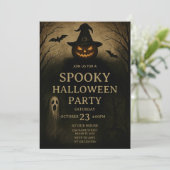 Haunted Night Spooky Halloween Party Uitnodiging (Staand voorkant)