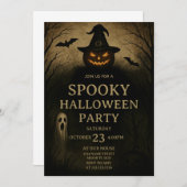 Haunted Night Spooky Halloween Party Uitnodiging (Voorkant / Achterkant)