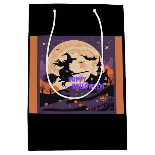 Haunted Night Witch's Flight Medium Cadeauzakje (Voorkant)