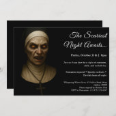 Haunted Nun | Halloween kostuum party uitnodiging (Voorkant / Achterkant)