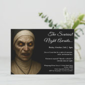 Haunted Nun | Halloween kostuum party uitnodiging (Staand voorkant)