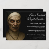 Haunted Nun | Halloween kostuum party uitnodiging (Voorkant / Achterkant)