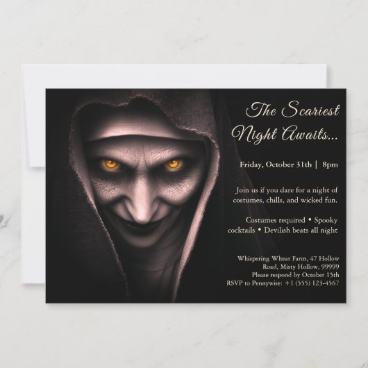 Haunted Nun | Halloween kostuum party uitnodiging (Voorkant)