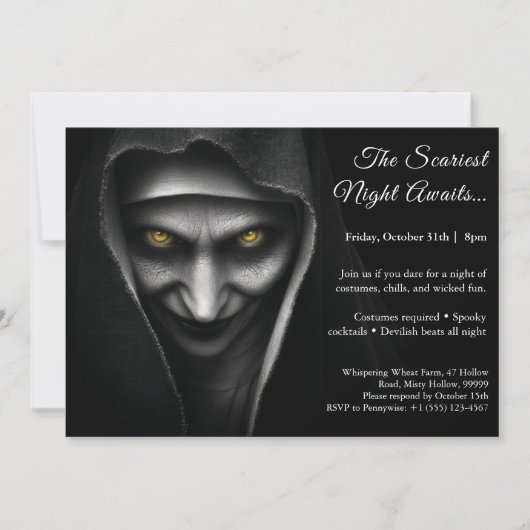 Haunted Nun | Halloween kostuum party uitnodiging (Voorkant)