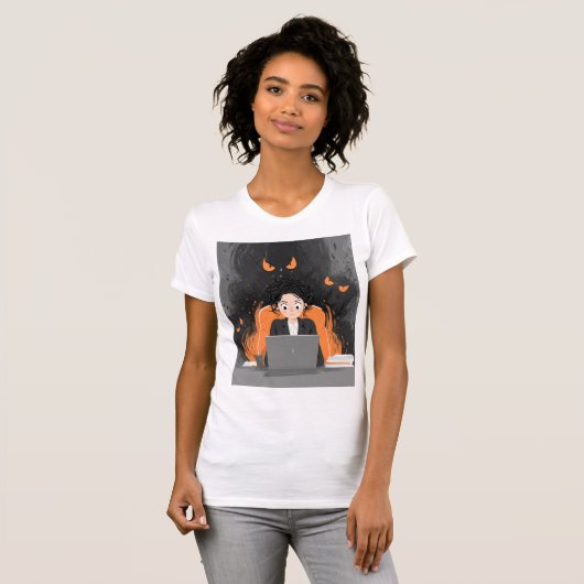 “Haunted Office – When Work Feels Like a Nightmare T-shirt (Voorkant volledig)