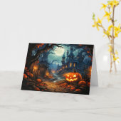Haunted Old House - Happy Halloween Kaart (Gele Bloem)
