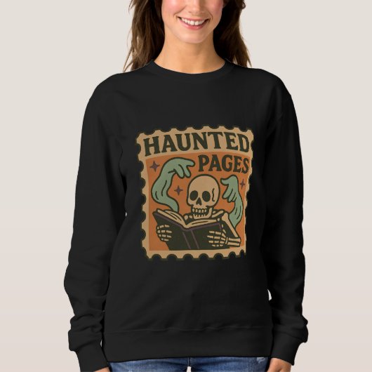 Haunted Pages Shirt - Gothic Academia Skeleton (Voorkant)