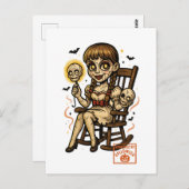 Haunted Pin-Up Doll - griezelige Schattigee Hallow Briefkaart (Voorkant / Achterkant)