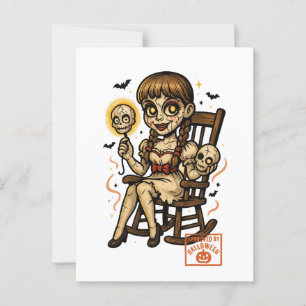 Haunted Pin-Up Doll - griezelige Schattigee Hallow Briefkaart