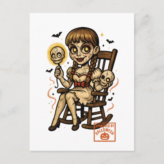 Haunted Pin-Up Doll - griezelige Schattigee Hallow Briefkaart (Voorkant)