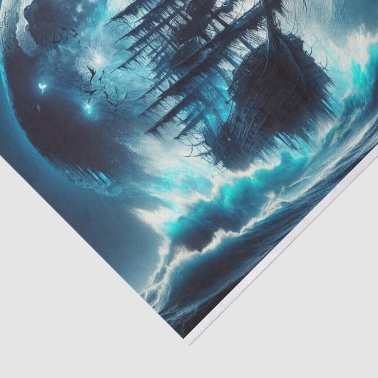 Haunted Pirate Ship Big Moon Decoupage Tissuepapier (Detail)