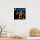Haunted Pumpkin en Mansion Halloween Poster (Keuken)