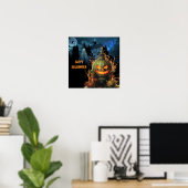 Haunted Pumpkin en Mansion Halloween Poster (Thuiskantoor)