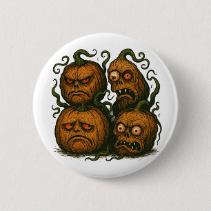 Haunted Pumpkin Faces beroemd gemaakt door Creepy Ronde Button 5,7 Cm