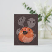 Haunted Pumpkin Ghosts Schattige Spooky Halloween Briefkaart (Staand voorkant)