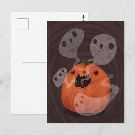 Haunted Pumpkin Ghosts Schattige Spooky Halloween Briefkaart (Voorkant / Achterkant)