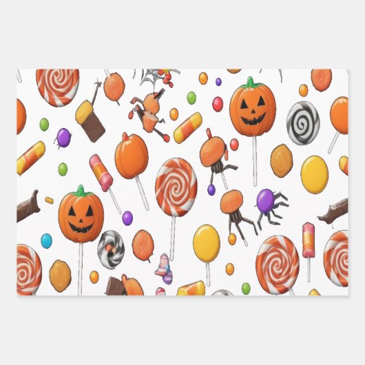 Haunted Pumpkin Gift Wrap White voor Halloween Inpakpapier Vel (Voorkant 2)
