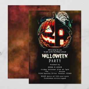 Haunted Pumpkin House Halloween Kaart