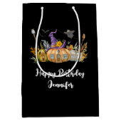 Haunted Pumpkin House met Ghost & Bats Birthday Medium Cadeauzakje (Voorkant)