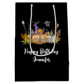 Haunted Pumpkin House met Ghost & Bats Birthday Medium Cadeauzakje (Achterkant)