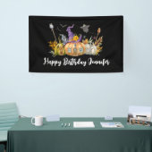Haunted Pumpkin House met Ghost & Bats Birthday Spandoek (Beurs)