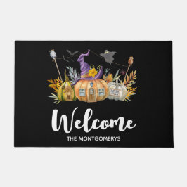 Haunted Pumpkin House met Ghost & Bats Welcome Deurmat