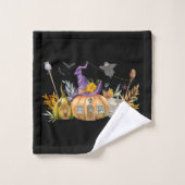 Haunted Pumpkin House met Ghost en Bats Bad Handdoek (Wasdoekje)