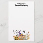 Haunted Pumpkin House met Ghost en Bats Briefpapier (Voorkant)